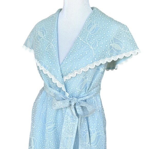 Vtg B. Cohen Floral Tulip Sky Blue Robe Peignoir Sheer Size Small 50’s 60’s - Picture 6 of 16